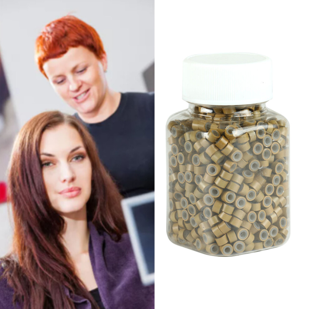 Unisex 500Pcs Double Layers Silicone Micro Link Beads For Hair Extension, 8Mm