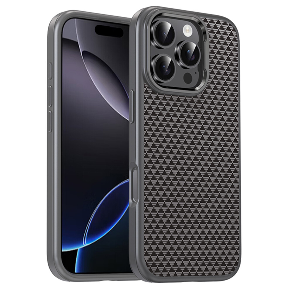 (Iphone 16 Pro, Titanium ) Ipaky For Iphone 16 Pro Case Carbon Fiber Texture Pc+Tpu Shockproof Phone Back Cover Grey 6914289952957