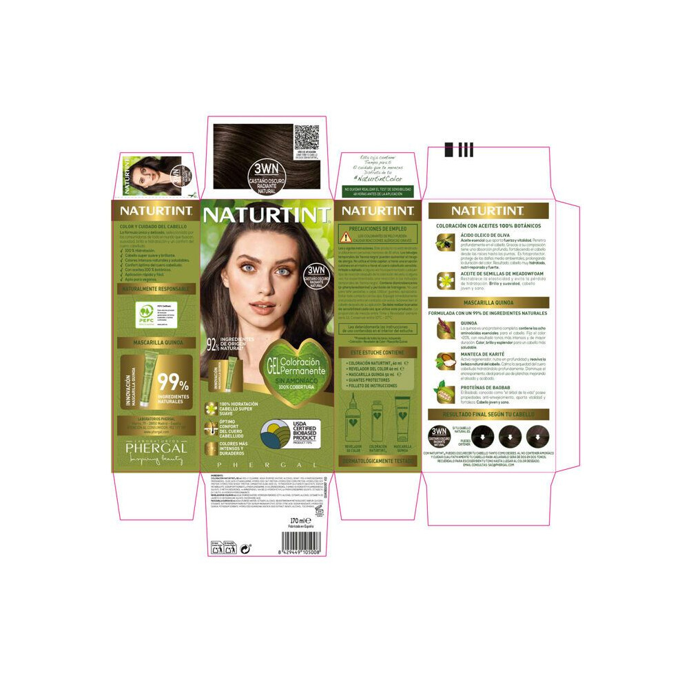 Brown Ammonia-Free Coloration Naturtint #3Wn-Natural Radiant Dark 170 Ml