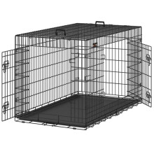 Gaiola para cães - HELLOSHOP26 - XL - 2 portas - Dobrável - Segura com bandeja removível