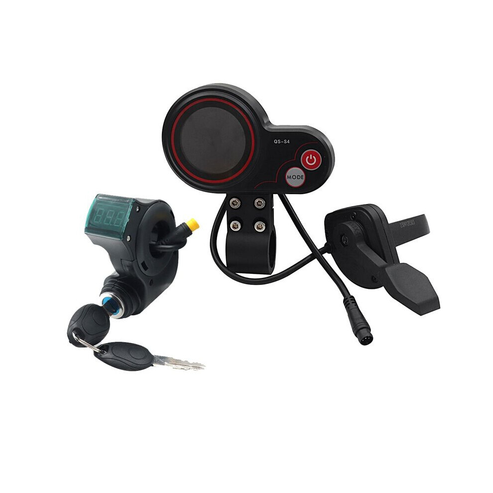 QS-S4 36V-60V Thumb Throttle LCD Display Kit+3PIN Ignition Lock Key for Zero 8 9 10 8X 10X Electric Scooter 6PIN