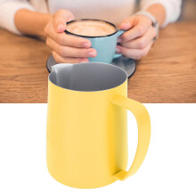 600ml Stainless Steel Milk Frothing Pitcher - Light Yellow, 13cm
