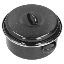Oval Enamel Roaster 23.6x9.5cm Black for BBQ & Roasting
