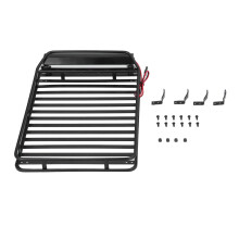 Grade dianteira inspirada no rack de teto de metal com suportes para luzes de LED para upgrade de carros RC, alimentados por receptor. Material de