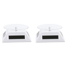 2X White Solar/Battery Powered Rotating Stand Product Display Art Jewellery Exhibition Photography