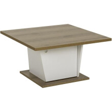 Coffee table bar - ATOS - Square - Helvezia Oak / White - 69 x 69 x 38 cm