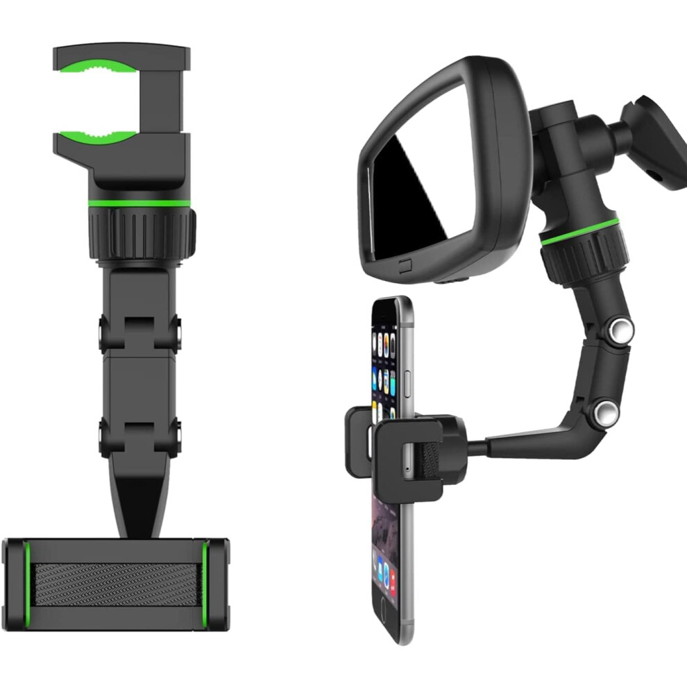 Rotating And Retractable Phone Holder For Car, 360 Rotatable Universal Mount With Adjustable Mechanical Arm, Secure Mounting Clip For Rearview 9437117380625