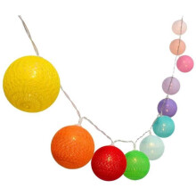 Guirlande luminosa solar - LUMISKY - MIMY COLORS SOLAR - 3.80 m - Bolas de algodão - 10 lâmpadas - LED branco quente
