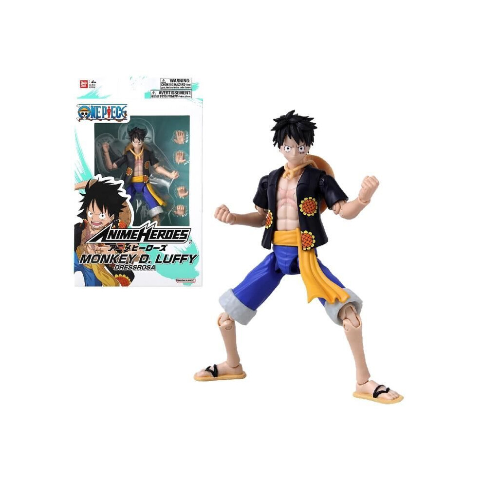 Bandai Anime Heroes Figure - One Piece - Luffy (Dressrosa) - 17 Cm