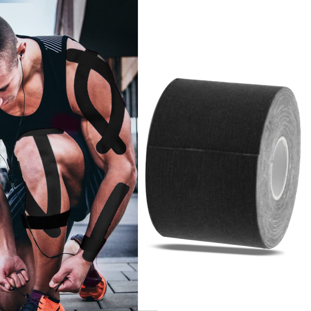 Elastic Sports Tape Cotton 2in x 16.4ft Breathable Waterproof Black