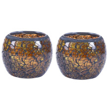 Mosaic Glass Candle Holder/Tea Light Holder/Vase/Pen Holder, Romantic Handmade Shattered Glass Tea Light Candle