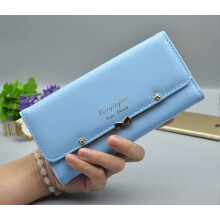(Light Blue) Fashion Women's Leather Wallet ID Card Holder Purse Checkbook Clutch Handbags US