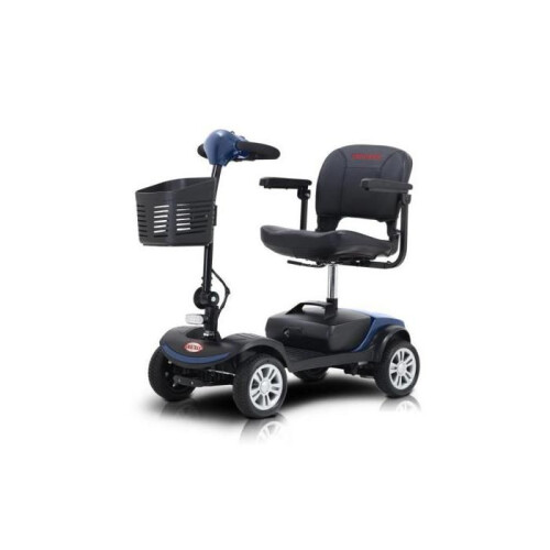 Scooter elettrico compatto 4 ruote 300 W per senior, blu