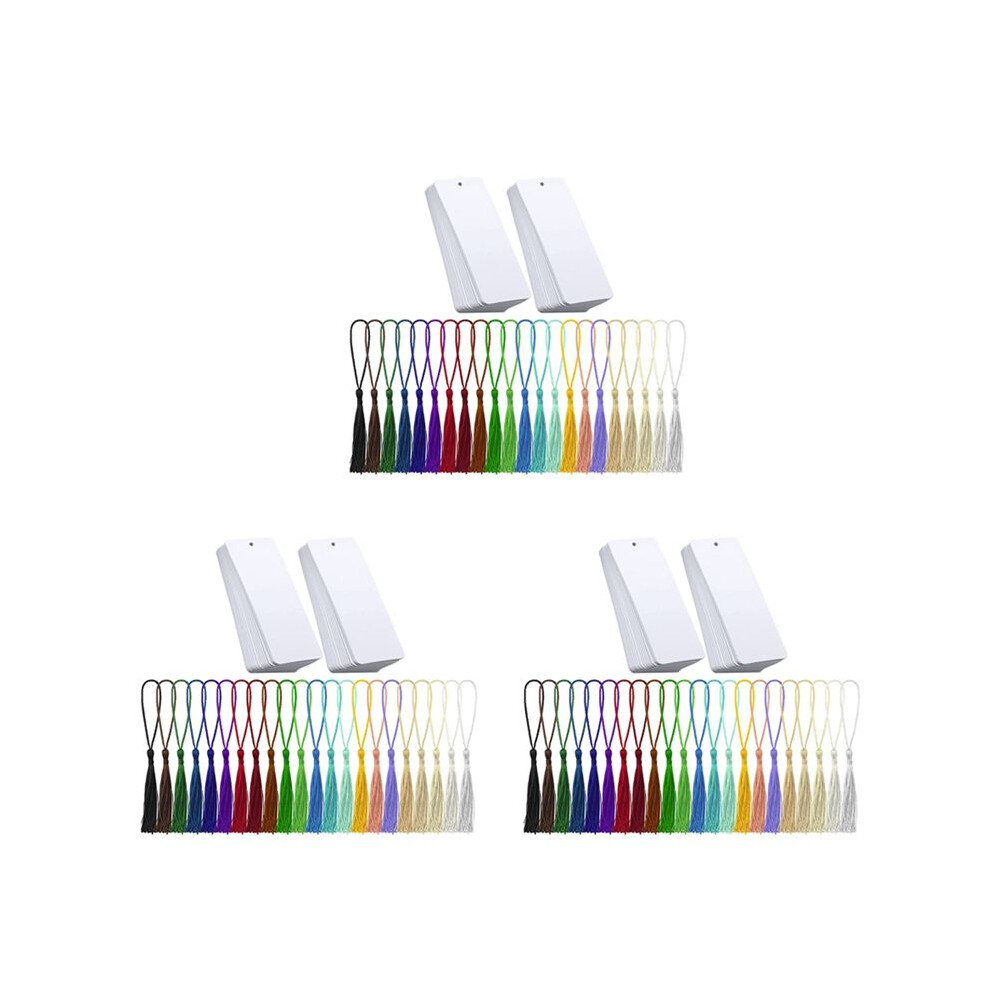 240 Pieces Blank Bookmarks Cardstock With 240 Pcs Colorful Tassels, Paper Bookmarks For Diy Classroom Projects 6033119957976