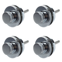 4X Platt Kopf Chrom Straplock Strap Lock fuer Elektrisch Gitarre