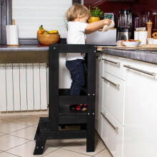 SPRINGOS Learning and Observation Tower for Kids, Kitchen Helper, Made in EU - Black