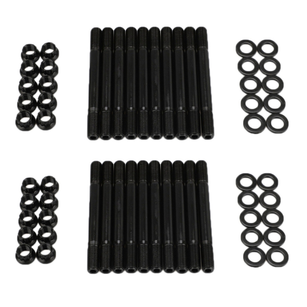 2X For Arp 207-4203 Cylinder Studs Pro Series Point For 94-19 Evo8 Evo9 4G63 7-Bolt 11Mm Black 6032086093106