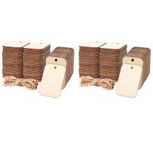 200PCS Blank Squares Wood Pieces Unfinished Round Corner Wooden Cutouts for DIY Project Engraving Decoration