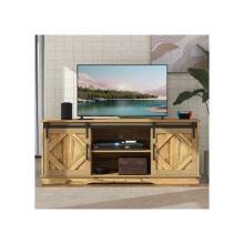 Buffet TV - MUVOE - Vintage ruskea - 2 liukuovea - Säädettävät hyllyt - 150x40x60cm