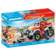 PLAYMOBIL 71824 Veículo de bombeiros com bidão de gasolina em chamas, Action Heroes, Os bombeiros, 68 peças, A partir dos 4 anos