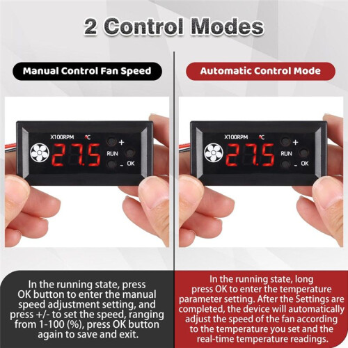 Fan Temperature Controller, 12V PWM 4-Wire Fan Speed Controller Module with Temperature Probe for 3A Fan PC