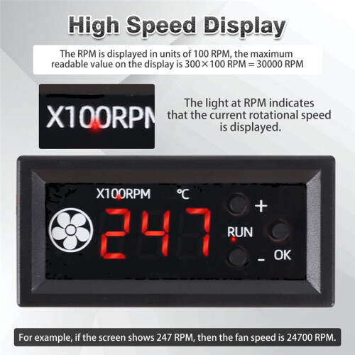 Fan Temperature Controller, 12V PWM 4-Wire Fan Speed Controller Module with Temperature Probe for 3A Fan PC 2