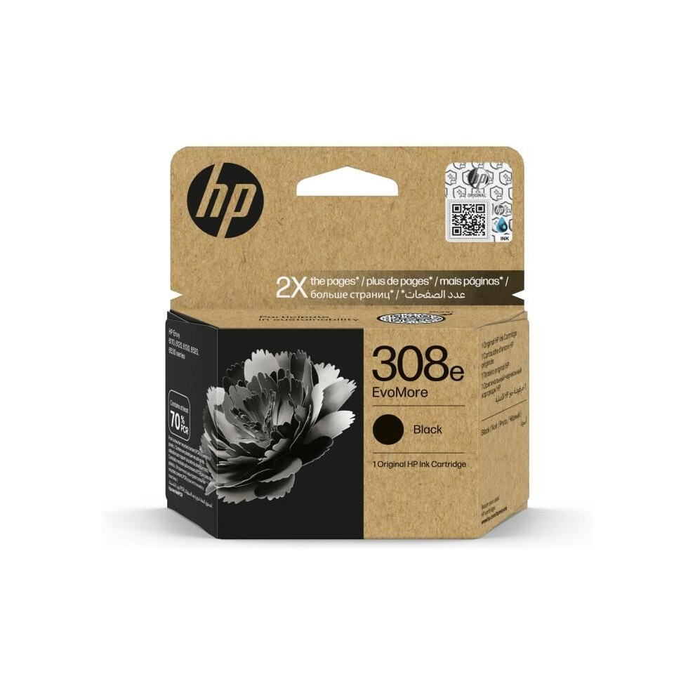 Hp 308E Authentic Ink Cartridge Evomore (7Fp22ue) For Envy 6110, 6120, 6130, 6520, 6530 Black