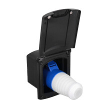 Corrosiebestendige kunststof walstroomaansluiting met draaisluiting, waterdichte afdekking, UV-gestabiliseerd polyester, snelle en eenvoudige