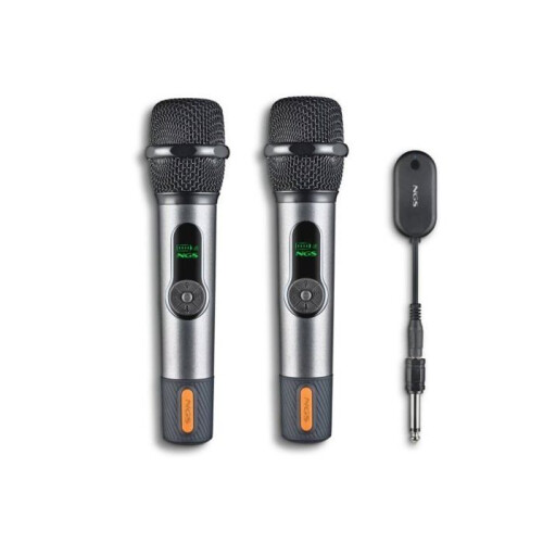 Microfono NGS wireless 2.4GHz dinamico con schermo batteria e ricevitore duale