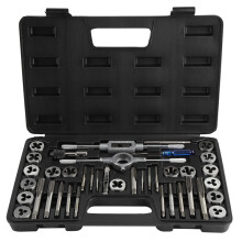 Industrial Tap And Die Set Metric Sizes M3-M12Thread Repair Kit Chromium Steel Tools Blow Molded Storage Case Wide Application On Metal Surfaces