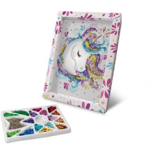 Bastelset - Einhorn - Illustration mit Pailletten - Für Kinder ab 7 Jahren - Weiß