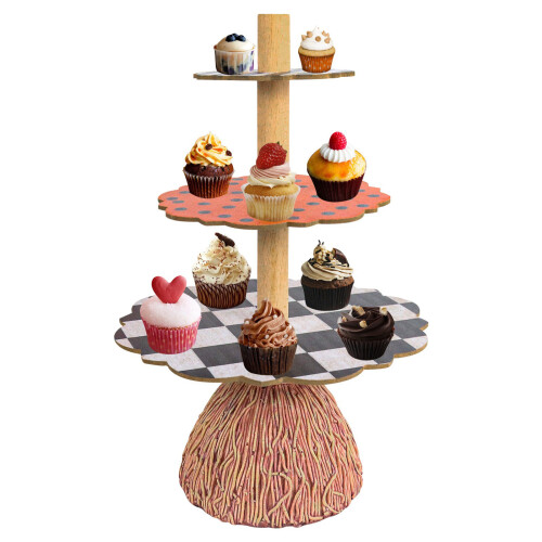 Βάση για Cupcakes 3 επιπέδων, μοναδικό σχέδιο σκούπας ρητίνης για διακόσμηση πάρτι,