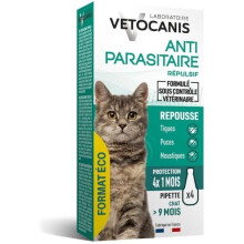 Anti-parasitic - VETOCANIS - Repellent Pipettes for Fleas, Ticks, and Mosquitoes for Cats