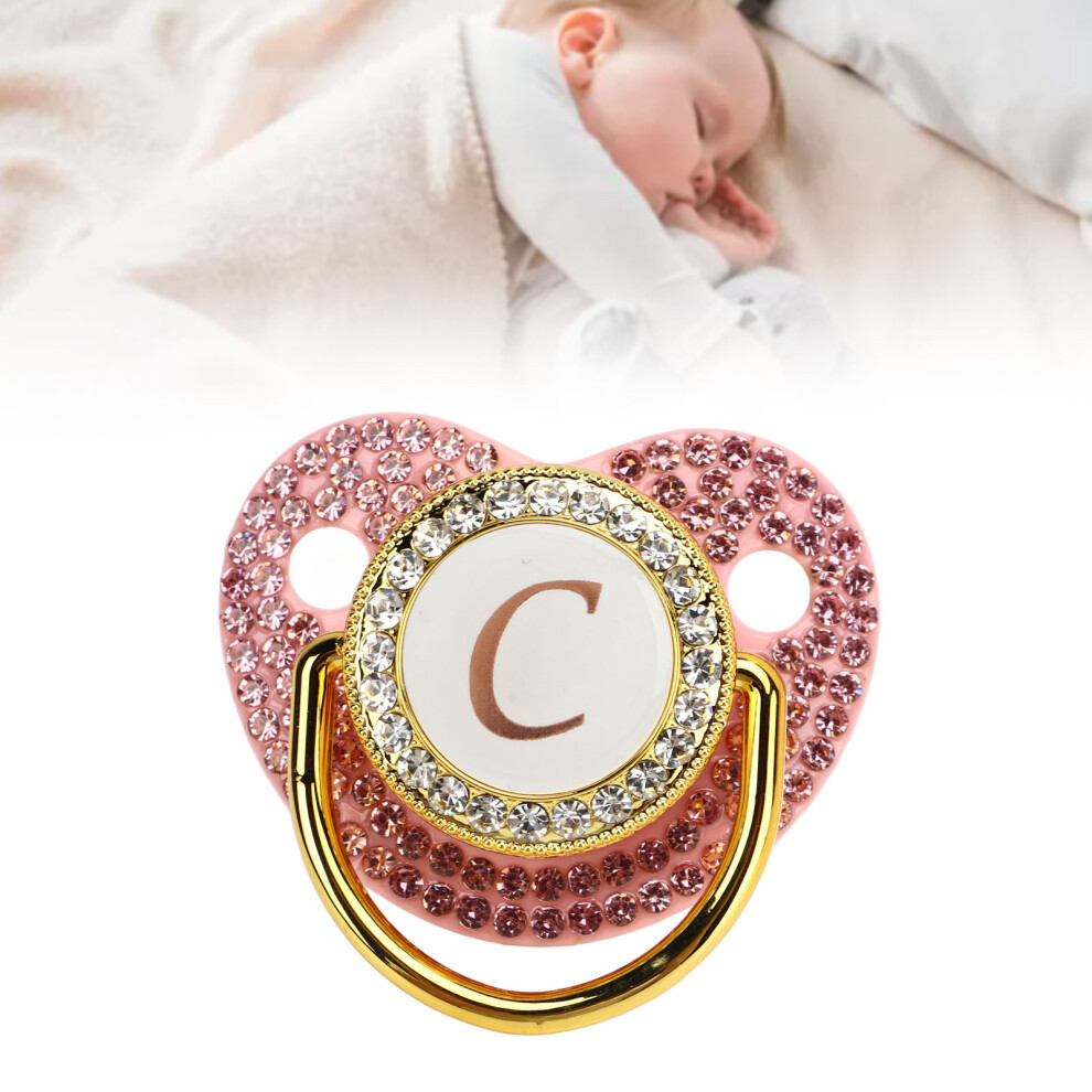 Baby Pacifier With Rhinestones, Curved Silicone, For 6-18 Months Golden