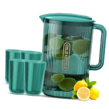 74oz Water Pitcher with 4 Cups, 2200ml Hot Cold Beverage Serveware