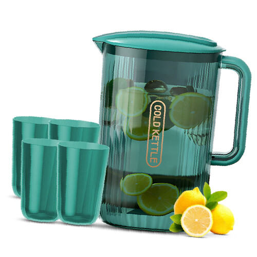 74oz Water Pitcher with 4 Cups, 2200ml Hot Cold Beverage Serveware