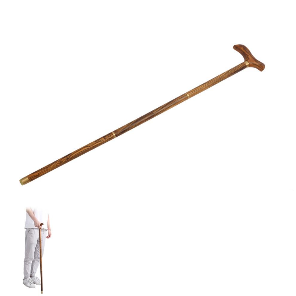 Ebony Wooden Folding Walking Cane with T Handle 87cm for Elderly