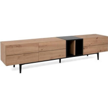 Móvel de TV com 3 abas - Decoração carvalho e preto - C 195 x P 37 x A 48 cm - NOLA