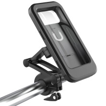 Supporto per telefono da manubrio per bicicletta con porta per cuffie invisibile, custodia impermeabile e antiurto compatibile con smartphone fino a