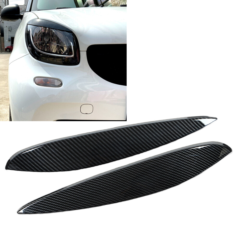Durable Abs Headlight Eyebrow Trim Carbon Fiber Style For Smart 453 2015Â2020 6911374095773