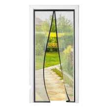 Magnetic Screen Door 105 x 220cm Black Heavy Duty Mesh Curtain with Auto Close Magnets for Balcony Terrace Insect Protection