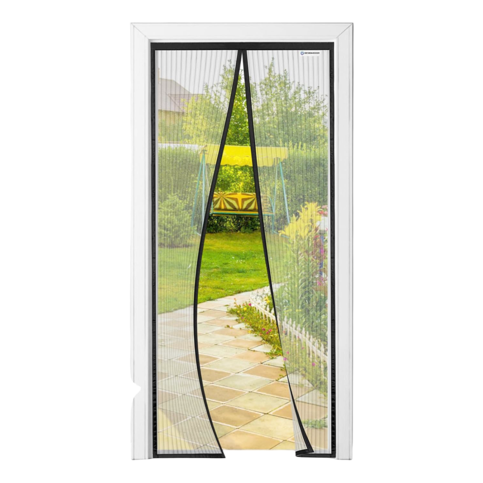 Magnetic Screen Door 105 X 220Cm Black Heavy Duty Mesh Curtain With Auto Close Magnets For Balcony Terrace Insect Protection 5902362831207