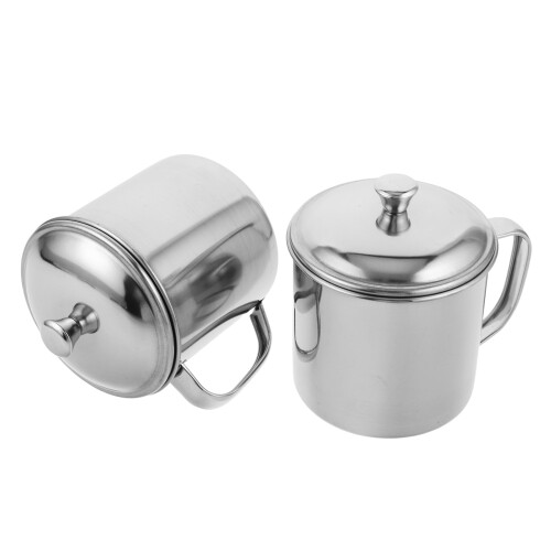 4Pièces Tasses À Café Anse Couvercle Pour Camping Argent