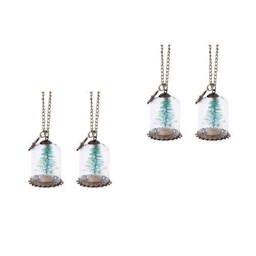 4Pièces Pendentifs Sapin Lumière Faits Main Verre Coloré Décor 1