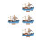 4Pcs Solid Wood Blue Sailboat Statue Mediterranean Coastal Home Decor 4