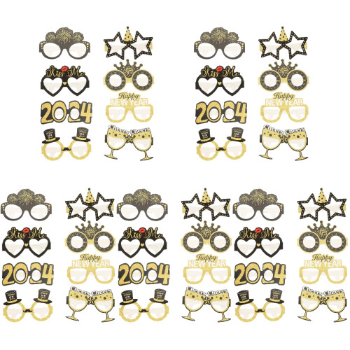 40Pcs Bright Assorted Color Paper New Year Costume Glasses Frames 2