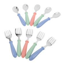 10Pcs Stainless Steel Baby Cutlery Set Safe Spoons Forks