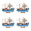 4Pcs Solid Wood Blue Sailboat Statue Mediterranean Coastal Home Decor 7