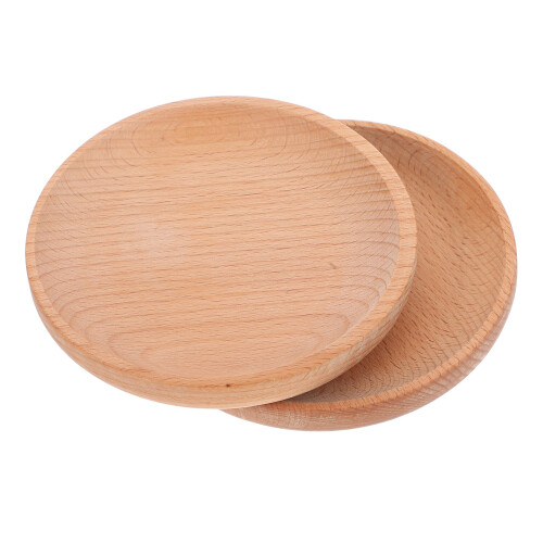 8Pcs Wood Serving Platters Khaki Round Rustic Grain Party Snack Plates