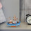 4Pcs Solid Wood Blue Sailboat Statue Mediterranean Coastal Home Decor 9